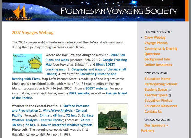 Polynesian Voyaging Society - 2007 Voyages Weblog