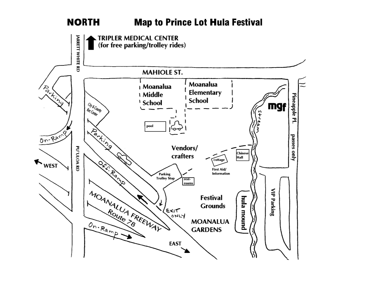 モアナルアガーデンまでの地図プリンスロットフラフェスティバルの会場マップ